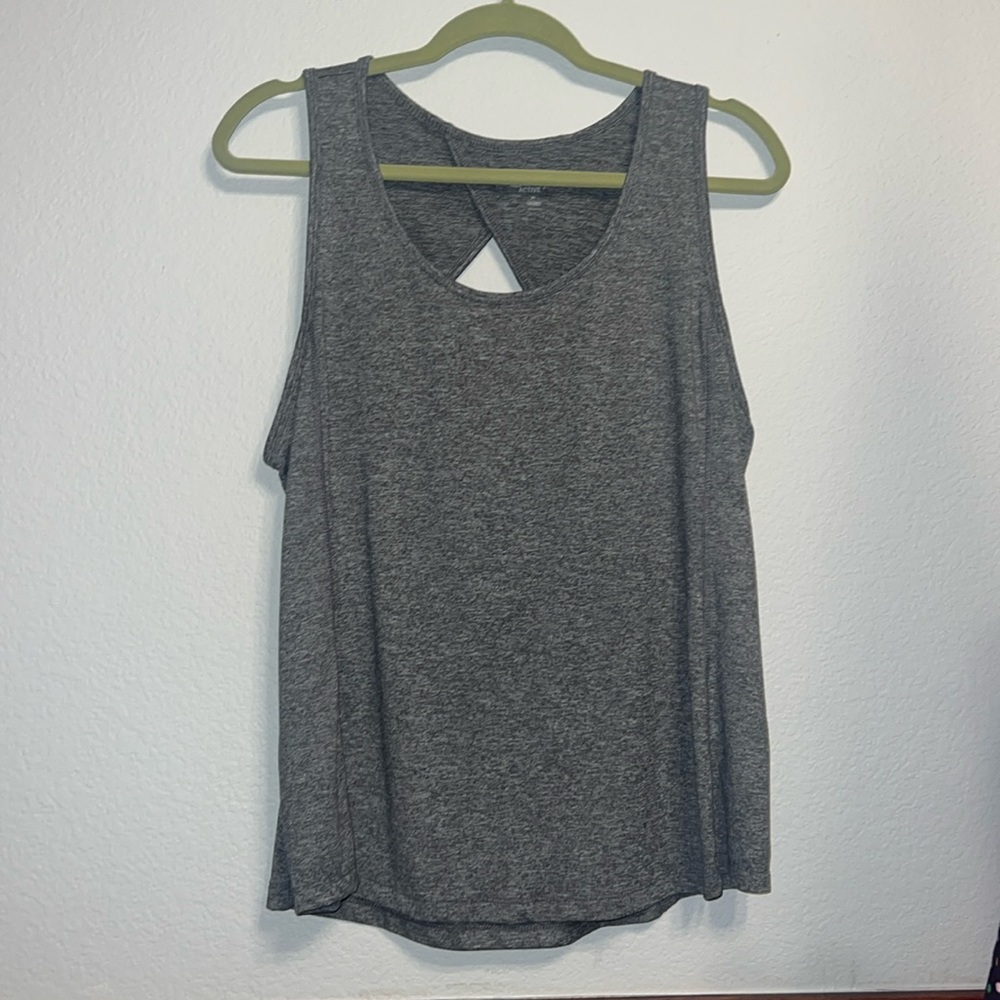 OLD NAVY ACTIVE OPEN BACK TANK TOP CHARCOAL GRAY